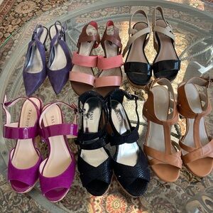 Talbots Fuchsia Patent & Suede Peep-Toe Slingback Heels